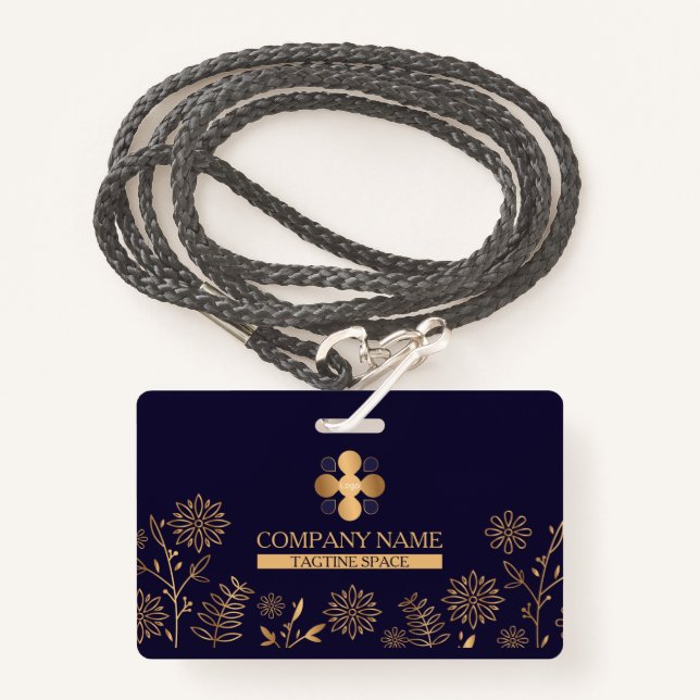 Golden Navy bage ID Badge (Front with Lanyard)