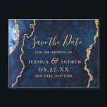 Golden Navy Blue Agate Save the Date Magnetic Card<br><div class="desc">Golden Navy Blue Agate Save the Date Magnetic Card.</div>
