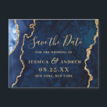Golden Navy Blue Agate Save the Date Magnetic Card<br><div class="desc">Golden Navy Blue Agate Save the Date Magnetic Card.</div>