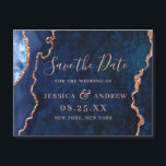 Golden Navy Blue Agate Save the Date Magnetic Card<br><div class="desc">Golden Navy Blue Agate Save the Date Magnetic Card.</div>