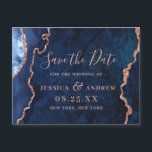 Golden Navy Blue Agate Save the Date Magnetic Card<br><div class="desc">Golden Navy Blue Agate Save the Date Magnetic Card.</div>