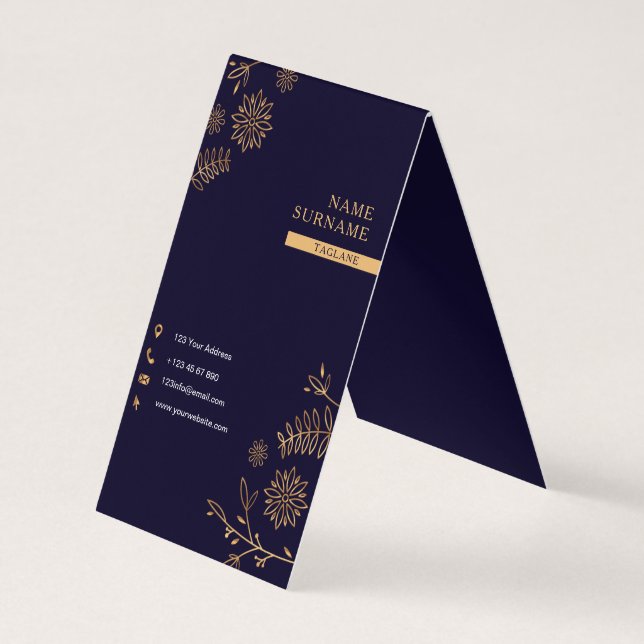 Golden Navy Folder Business Card (Back)