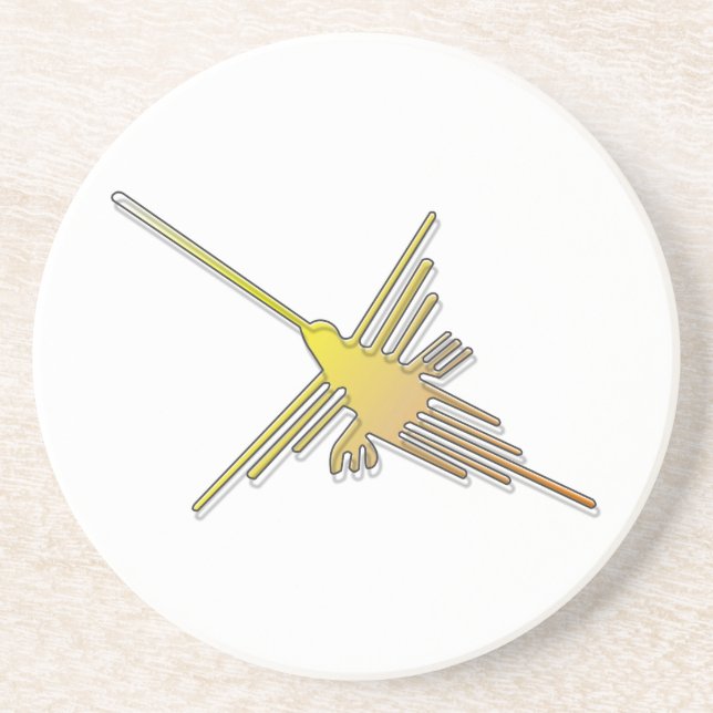 Golden Nazca Lines Hummingbird Coaster (Front)