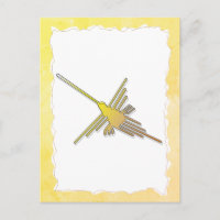 Golden Nazca Lines Hummingbird Old Torn Paper