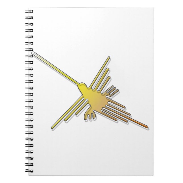 Golden Nazca Lines Hummingbird Spiral Notebook (Front)