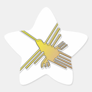 Golden Nazca Lines Hummingbird Star Sticker