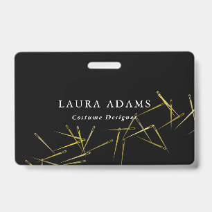 Golden Needles   Elegant Fashion Designer   Name ID Badge