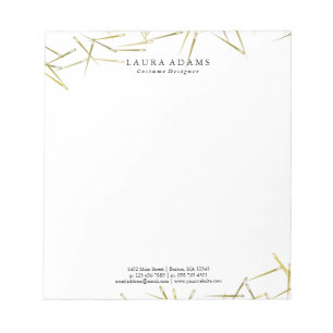 Golden Needles White   Elegant Fashion Designer Notepad