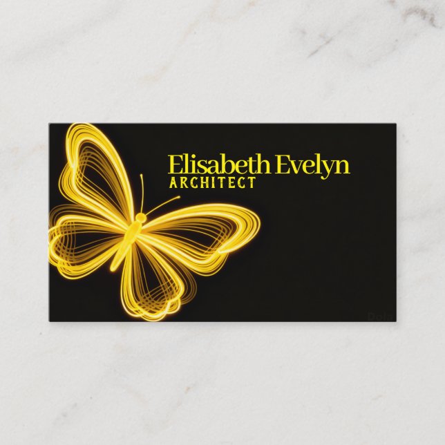 Golden Neon Wings: Luxurious Business Card Design (Front)