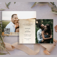 Golden Neutral Abstract | Elegant Wedding QR Code