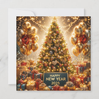 Golden New Year Celebration 2025 Holiday Card