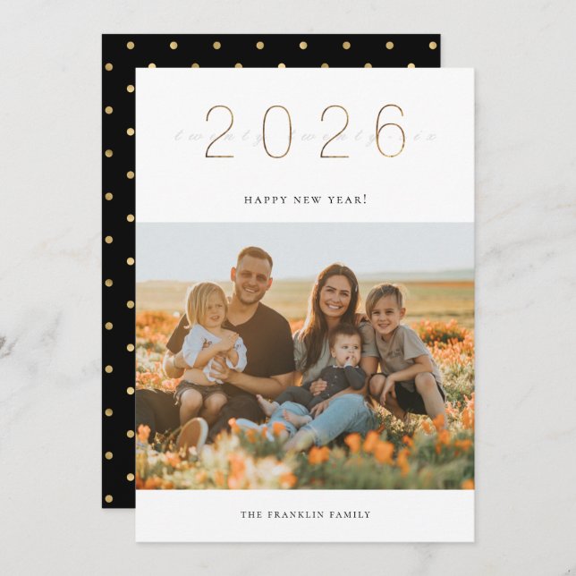 Golden New Year's Photo Card (Front/Back)