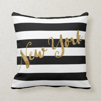 Golden New York Stripes Cushion