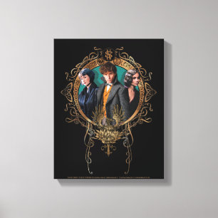 Golden Newt, Tina, and Leta Art Deco Portrait Canvas Print