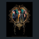 Golden Newt, Tina, and Leta Art Deco Portrait Poster<br><div class="desc">FANTASTIC BEASTS: THE CRIMES OF GRINDELWALD™ | Check out this art nouveau portrait featuring PORPENTINA GOLDSTEIN™,  NEWT SCAMANDER™,  and Leta Lestrange within an ornate circular frame. Get this beautiful graphic on your favorite Zazzle product today!</div>