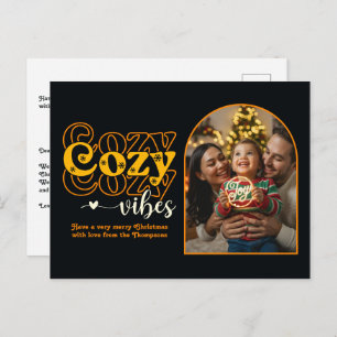 Golden Night Cozy Vibes Retro Christmas Photo Holiday Postcard