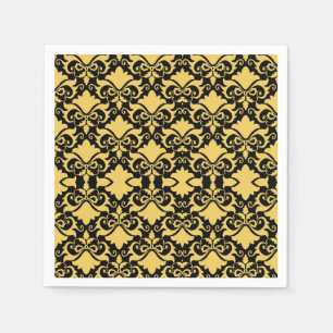 Golden Night Damask Bows Napkin