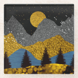 Golden Night Glass Coaster