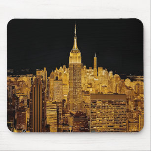 Golden Night Skyline of New York City Mouse Pad