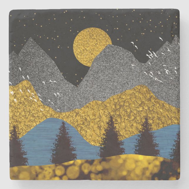 Golden Night Stone Coaster (Front)