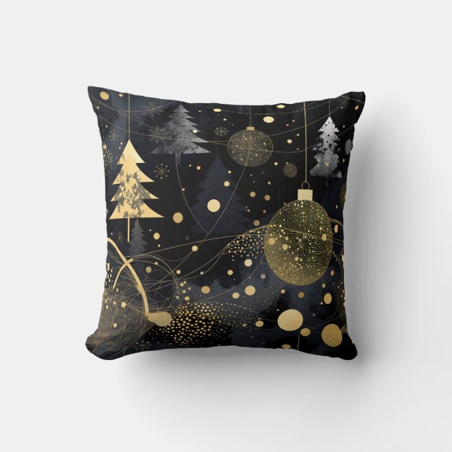 Golden Noir Christmas  Cushion (Front)