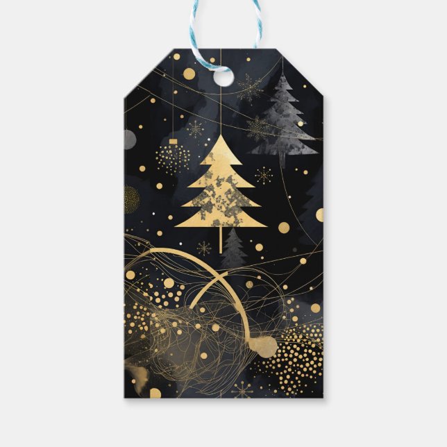 Golden Noir Christmas Gift Tags (Front)