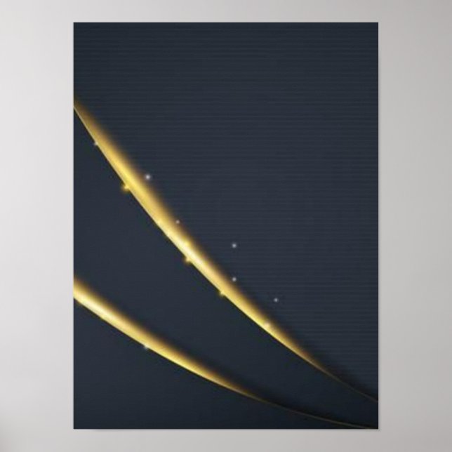 Golden Noir Minimal Lines Wall Art – Black & Gold  (Front)