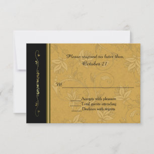 Golden Nouveau Fleur Wedding RSVP Card