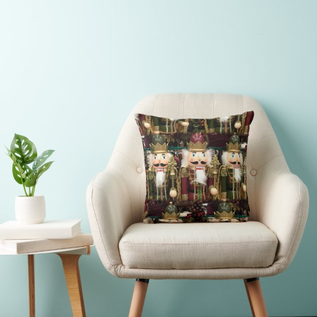 Golden Nutcracker Soldiers Christmas Cushion (Chair)