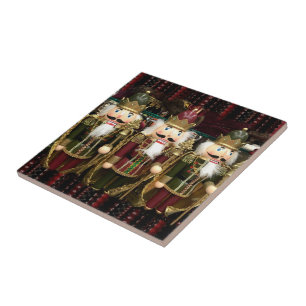 Golden Nutcracker Soldiers Christmas Tile