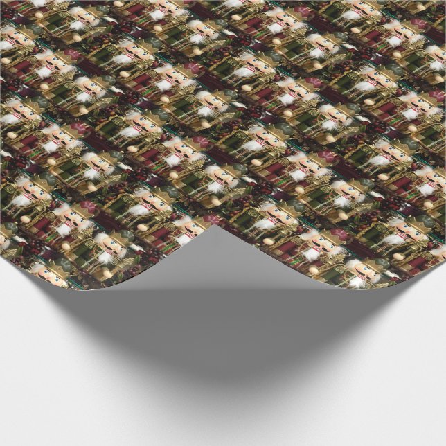 Golden Nutcracker Soldiers Christmas Wrapping Paper (Corner)