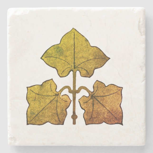 Golden Oak Leaf Stone Coaster (Front)