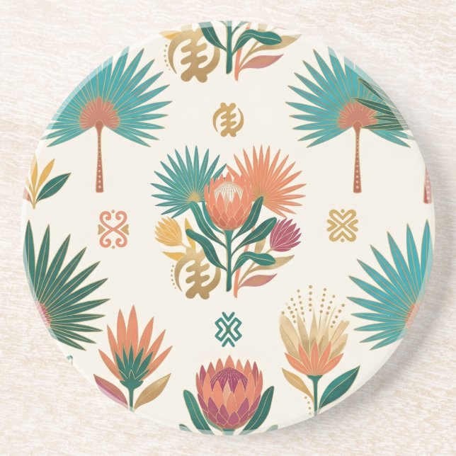 Golden Oasis Tropical Botanical Coasters (Front)