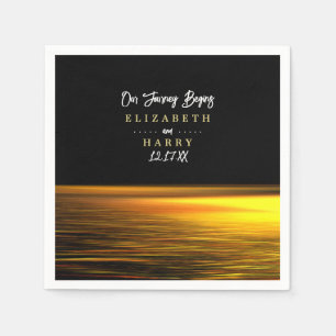 Golden Ocean, Elegant Beach Wedding Napkin