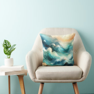 Golden Ocean Flow Abstract Waves Cushion