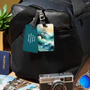 Golden Ocean Flow Abstract Waves Luggage Tag
