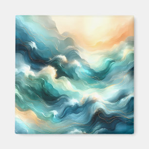 Golden Ocean Flow Abstract Waves Magnet