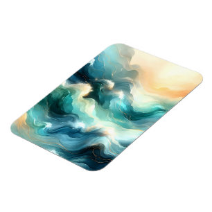 Golden Ocean Flow Abstract Waves Magnet