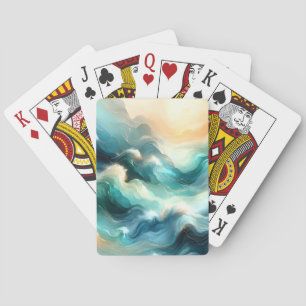 Golden Ocean Flow Abstract Waves Playing Cards