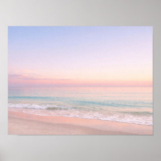 Golden Ocean Sunset Horizon Calm Sea Poster