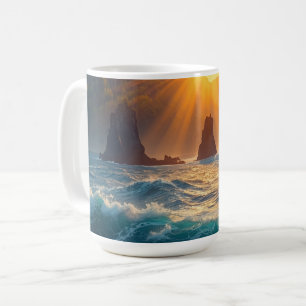 Golden Ocean Sunset Mountain Coastal Nature Coffee Mug
