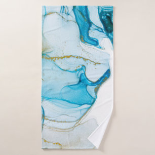 Golden ocean waves. Rich bright abstract picture.  Bath Towel