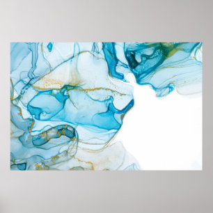 Golden ocean waves. Rich bright abstract picture. Poster