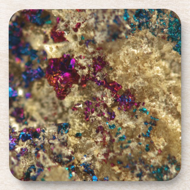 Golden Oil Slick Quartz Coaster (Front)
