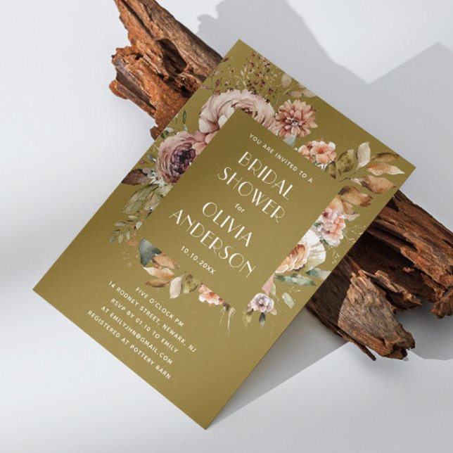 Golden Olive Bridal Shower | Rustic Boho Garden Invitation (Creator Uploaded)