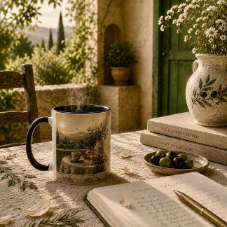 Golden Olive Grove Mediterranean Landscape Art Mug