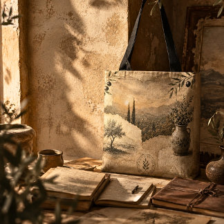 Golden Olive Grove Mediterranean Landscape Art Tote Bag