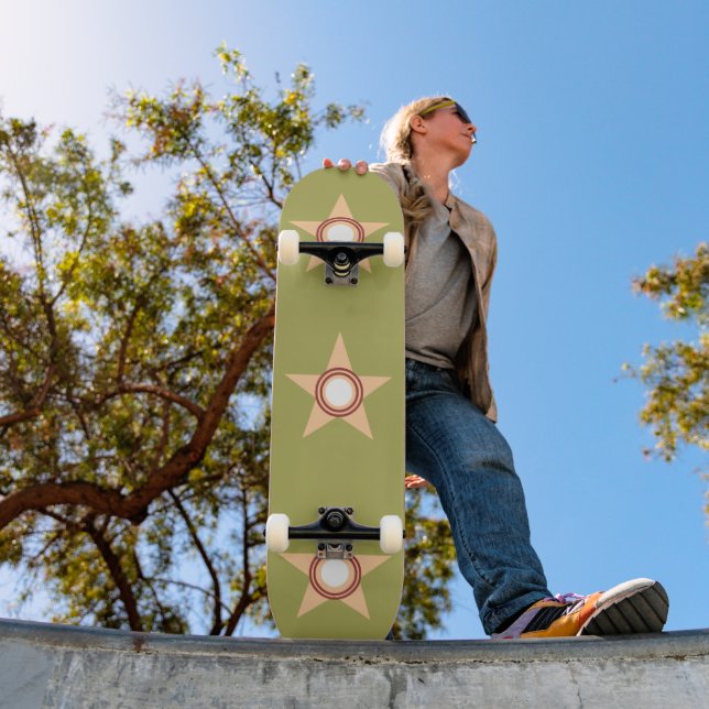 Golden Olive Stars Pattern Skateboard (Outdoor 1)