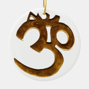 Golden Om Ceramic Tree Decoration