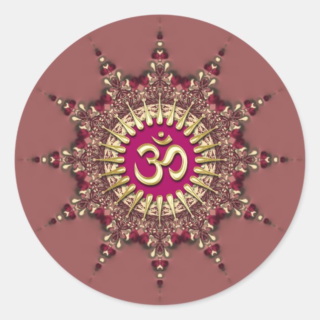 Golden Om on Earth Pinks Geo Star Classic Round Sticker (Front)